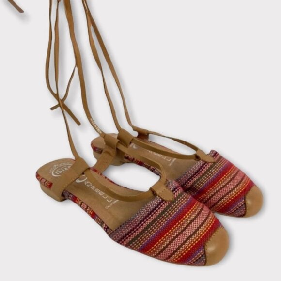Jeffrey Campbell Woven‎ Aztec Screech Sandals Size 6 Bohemian Hippie Wrap Ballet - Picture 2 of 8